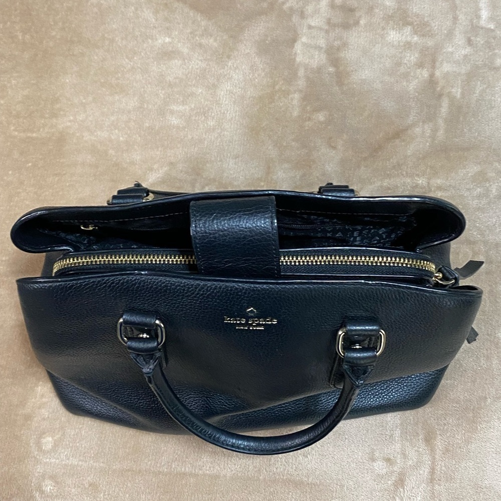 Kate Spade Evangeline Black Leather Satchel Bag Purse - Picture 9 of 9